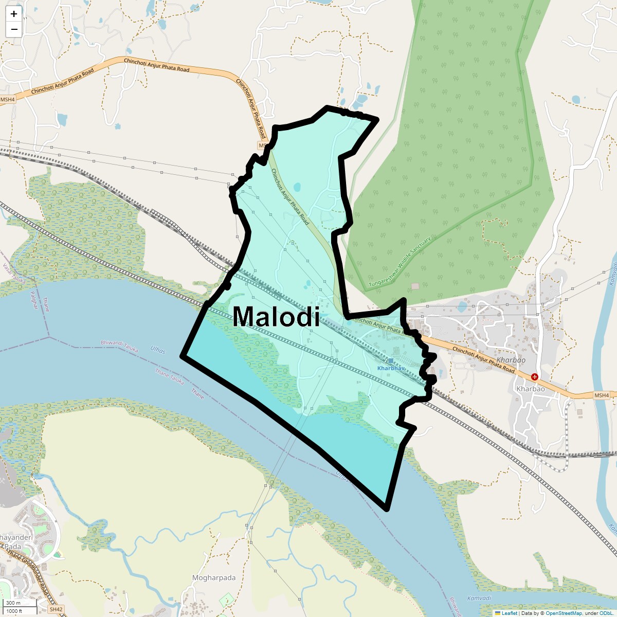 Location Map of Malodi, Thane