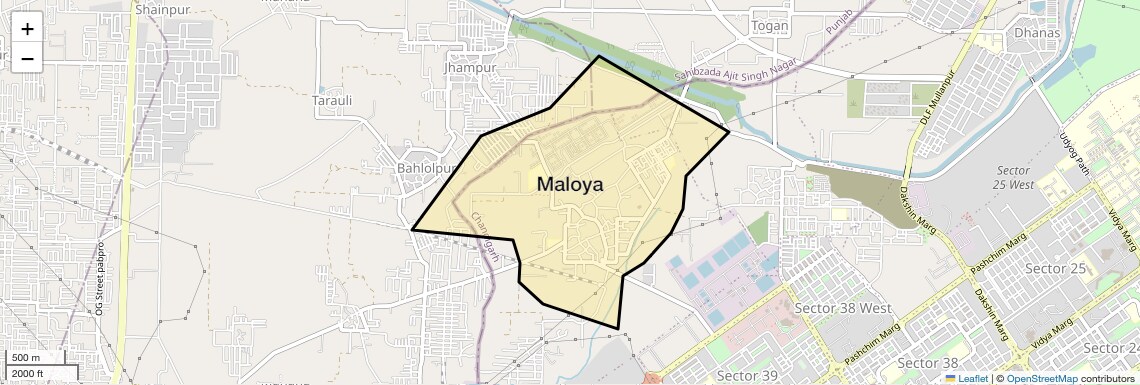 Location Map of Maloya, Chandigarh