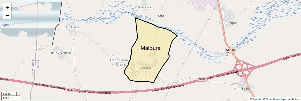 Location Map of Malpura, Jaipur
