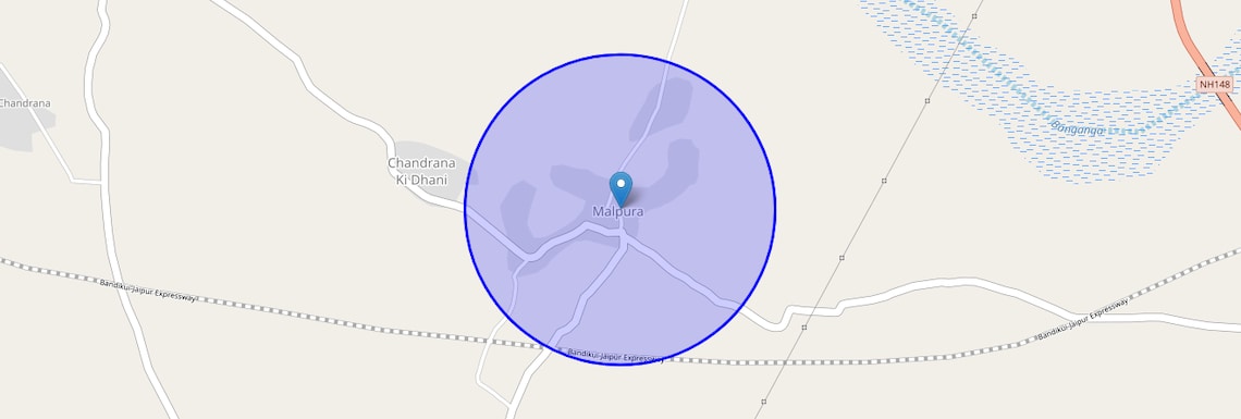 Location Map of Malpura, Jaipur