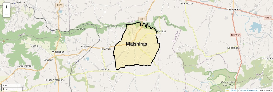 Location Map of Malshiras, Pune