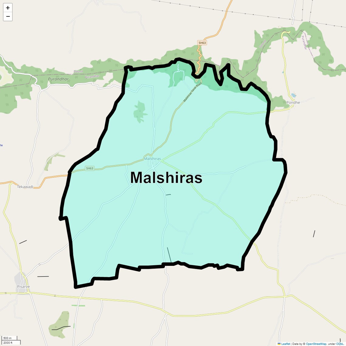 Location Map of Malshiras, Pune