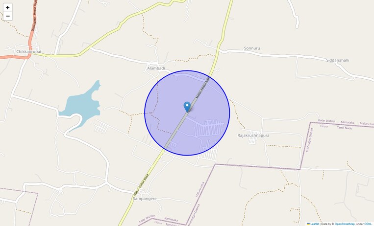Location Map of Malur Hosur Road