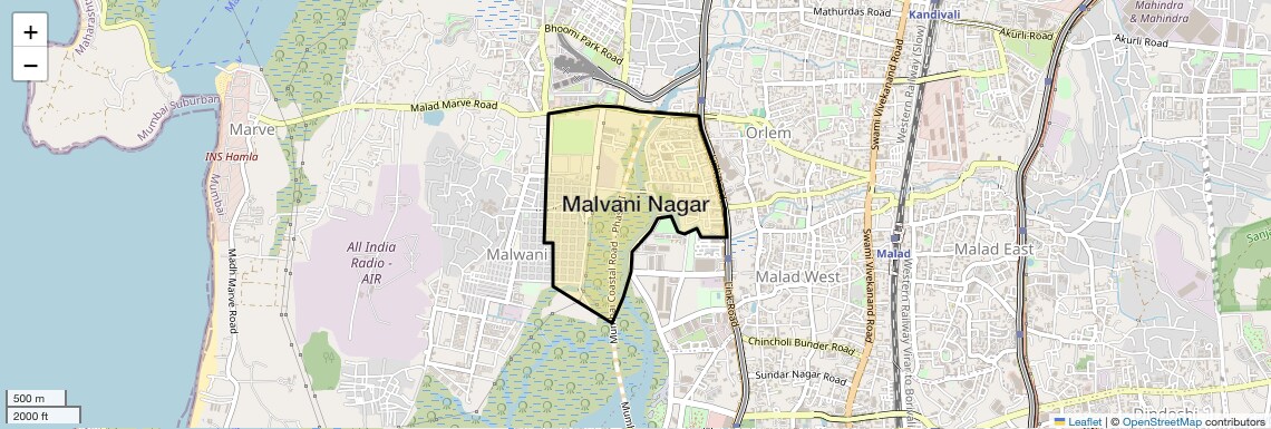 Location Map of Malvani Nagar, Mumbai