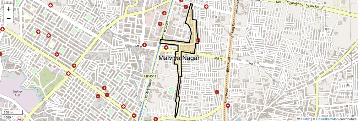 Location Map of Malviya Nagar, Indore