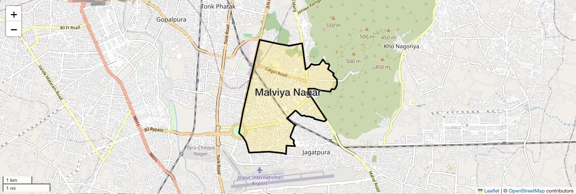 Location Map of Malviya Nagar, Jaipur