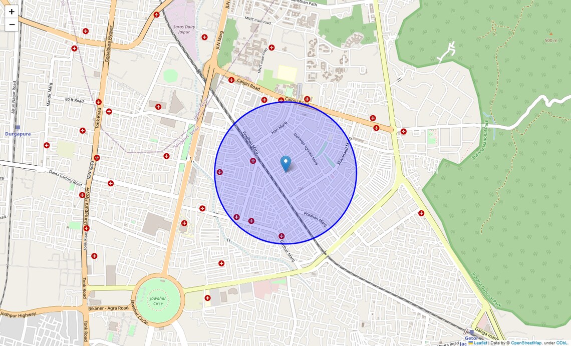 Location Map of Malviya Nagar, Jaipur