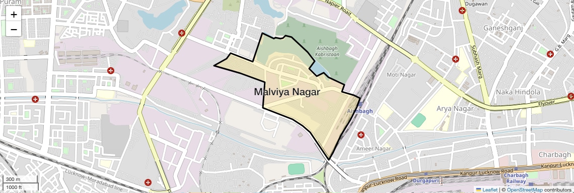 Location Map of Malviya Nagar, Lucknow