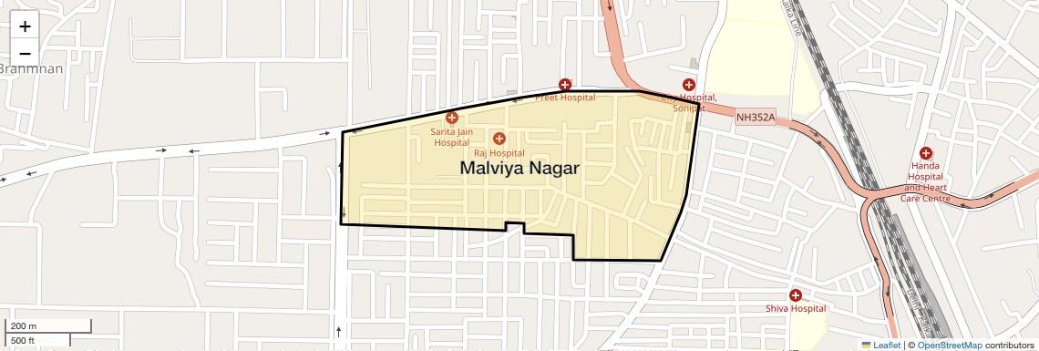 Location Map of Malviya Nagar, Sonipat