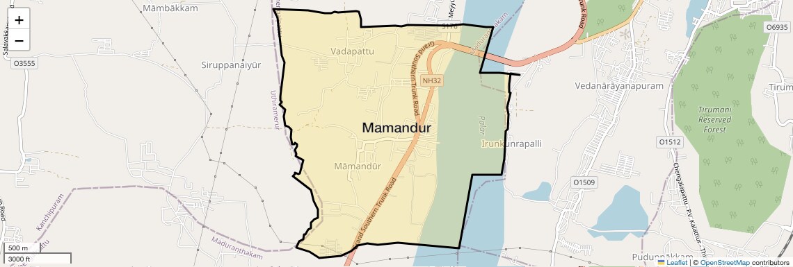 Location Map of Mamandur, Chennai
