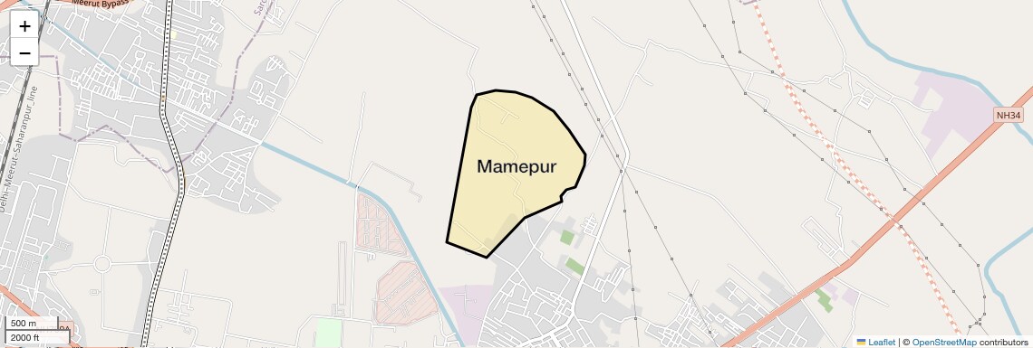 Location Map of Mamepur, Meerut