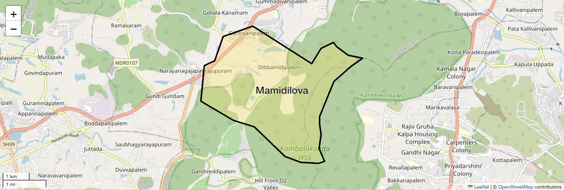 Location Map of Mamidilova, Vizag