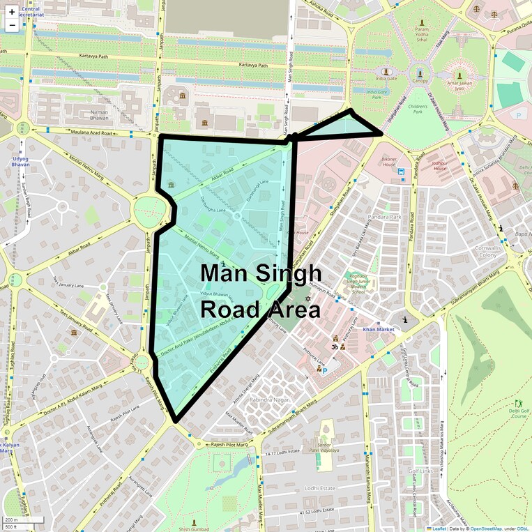 Location Map of Man Singh Road Area