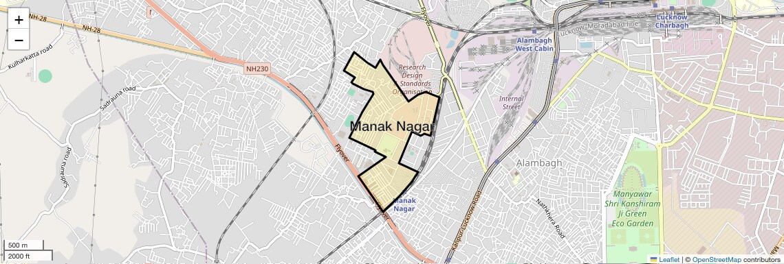 Location Map of Manak Nagar, Lucknow