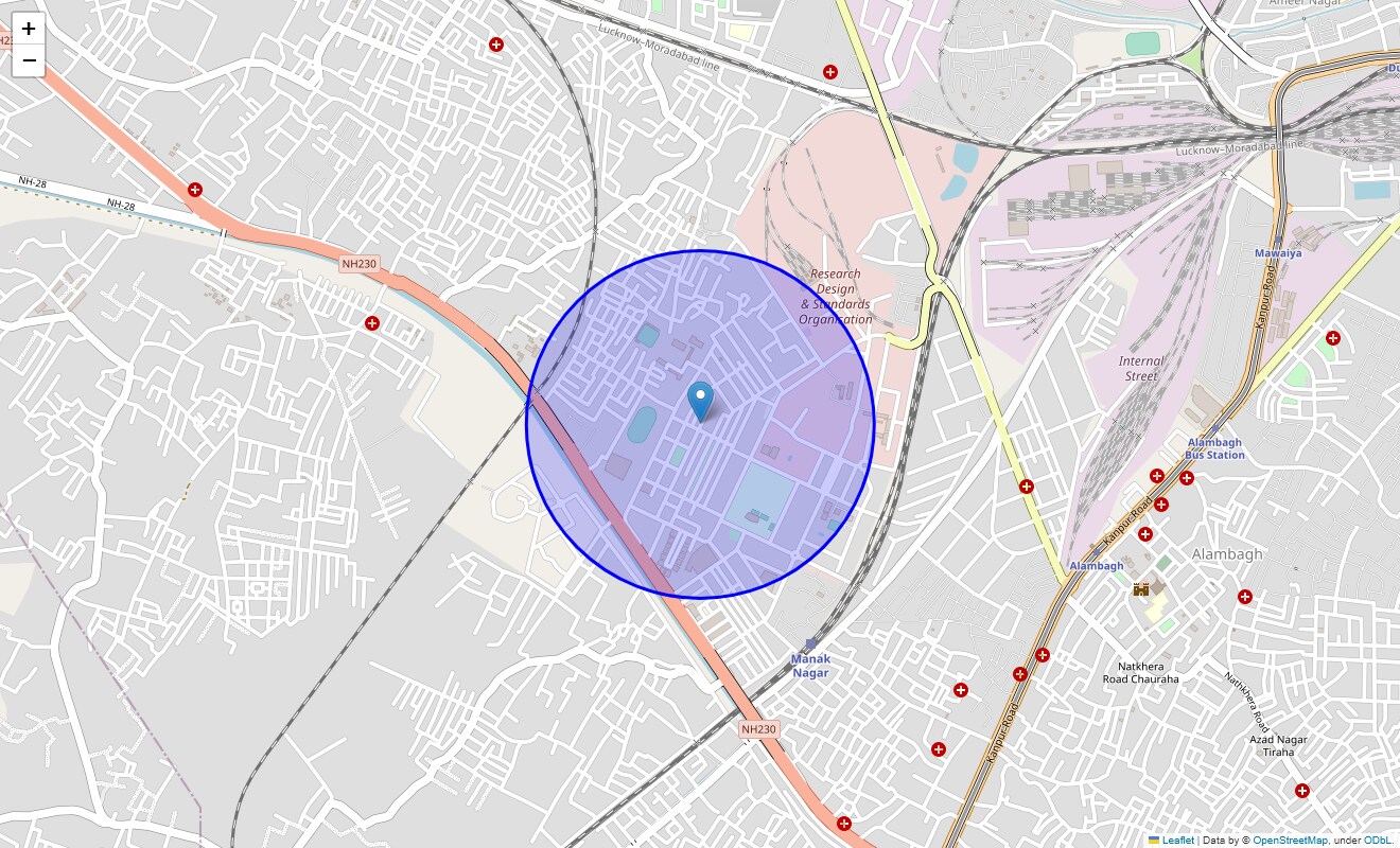Location Map of Manak Nagar, Lucknow