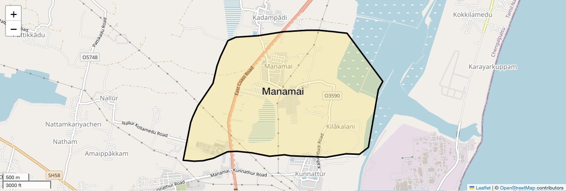 Location Map of Manamai, Chennai