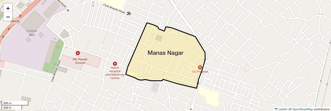 Location Map of Manas Nagar, Allahabad