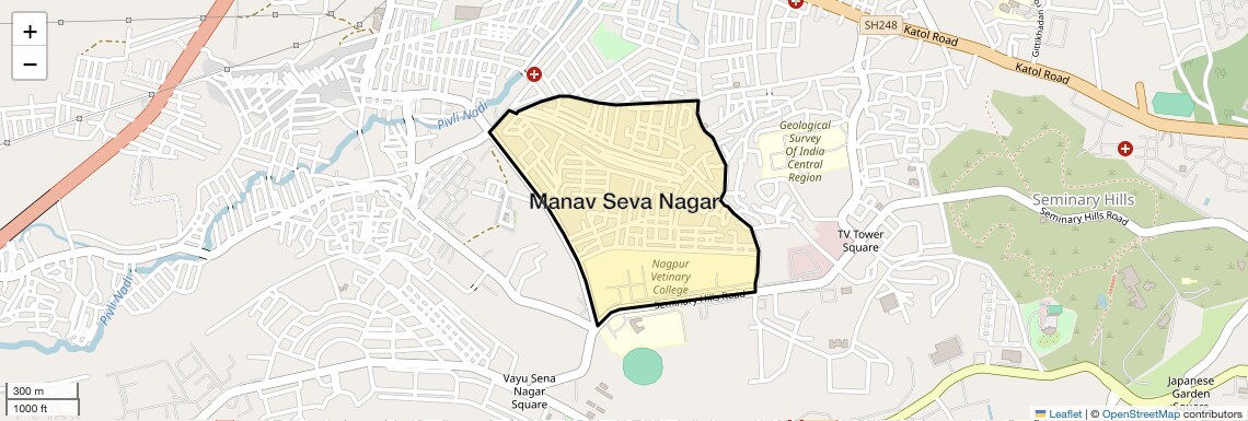 Location Map of Manav Seva Nagar, Nagpur