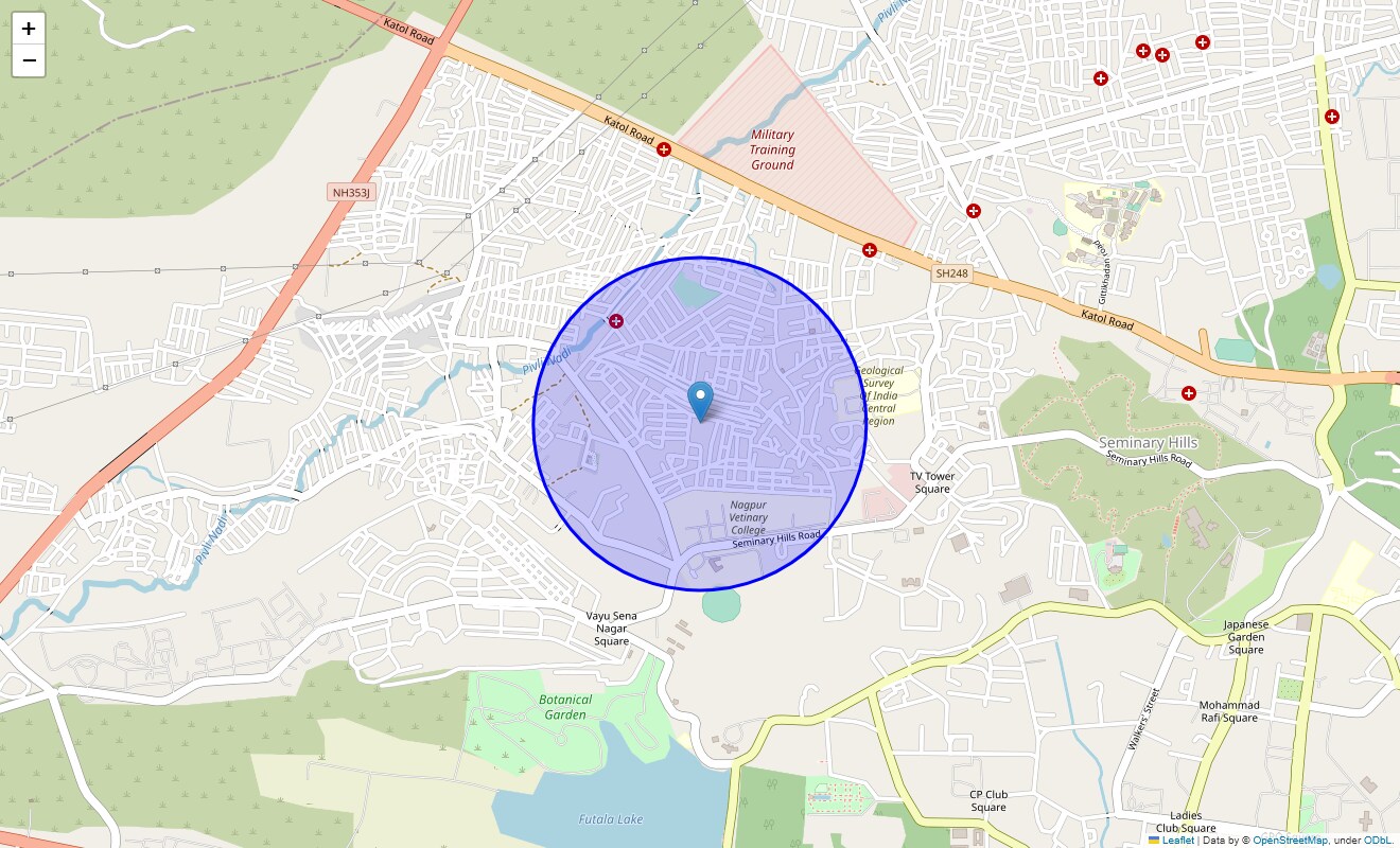 Location Map of Manav Seva Nagar, Nagpur