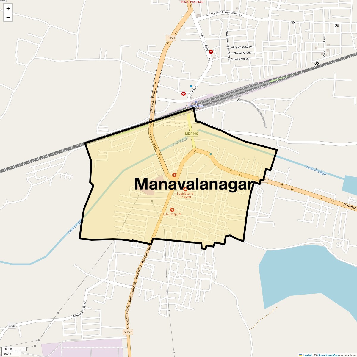 Location Map of Manavalanagar, Chennai