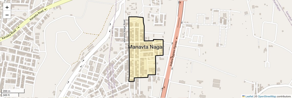 Location Map of Manavta Nagar, Indore