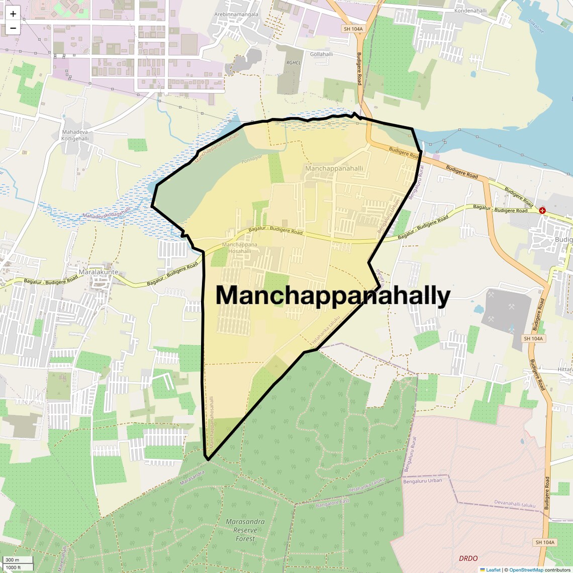 Location Map of Manchappanahally, Bangalore