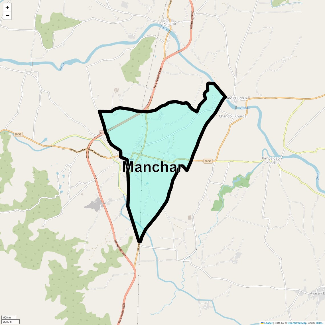 Location Map of Manchar, Pune