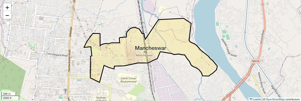 Location Map of Mancheswar, Bhubaneswar