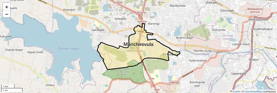 Location Map of Manchirevula, Hyderabad