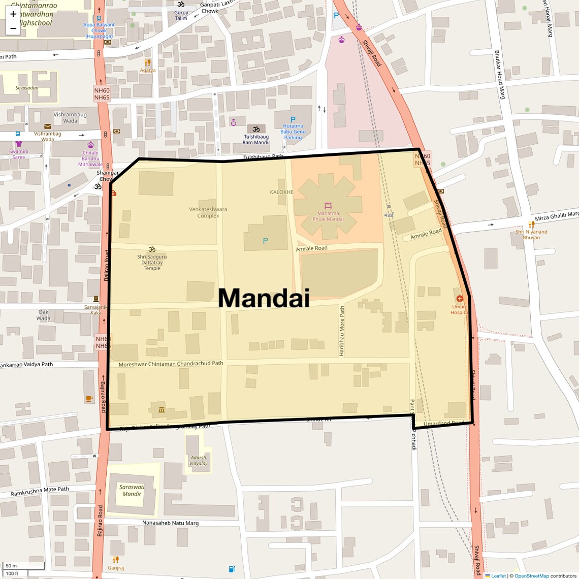 Location Map of Mandai, Pune