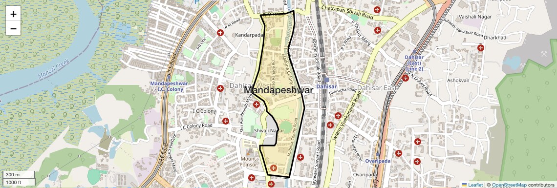 Location Map of Mandapeshwar, Mumbai