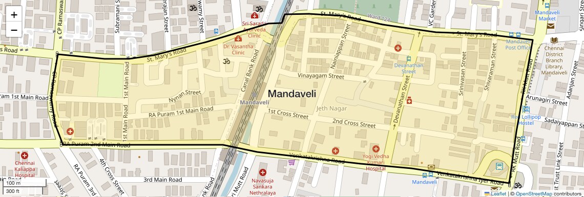 Location Map of Mandaveli, Chennai