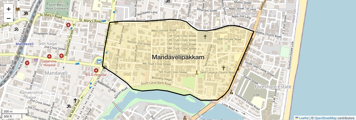 Location Map of Mandavelipakkam, Chennai