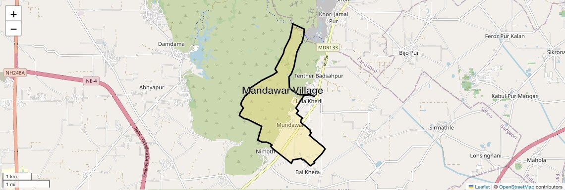 Location Map of Mandawar Village, Gurgaon