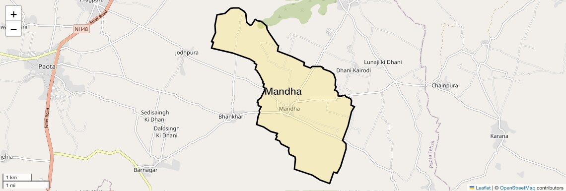 Location Map of Mandha, Jaipur