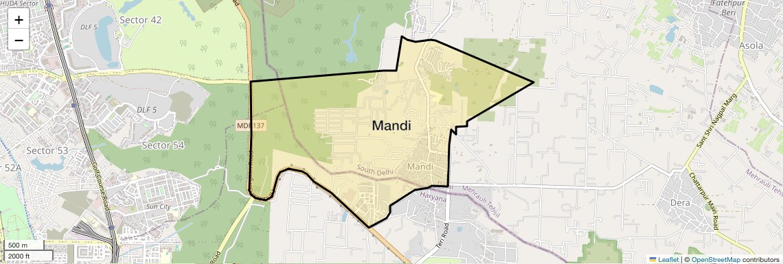 Location Map of Mandi, Delhi