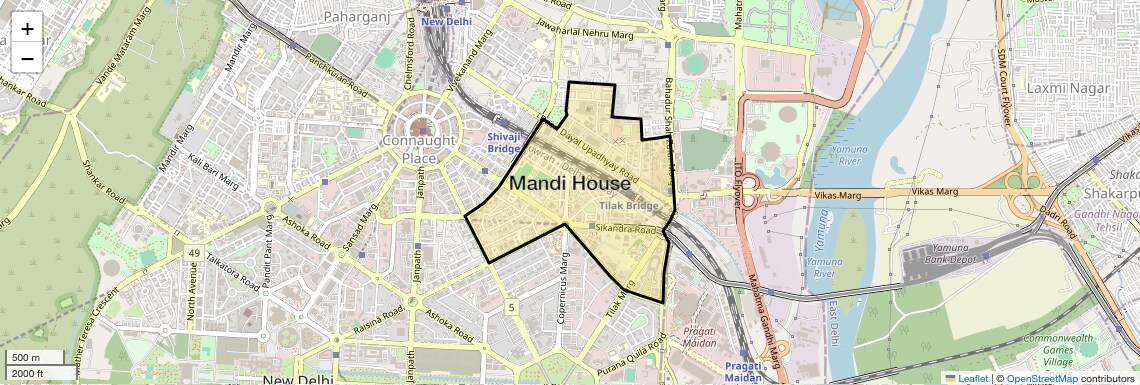 Location Map of Mandi House, Delhi