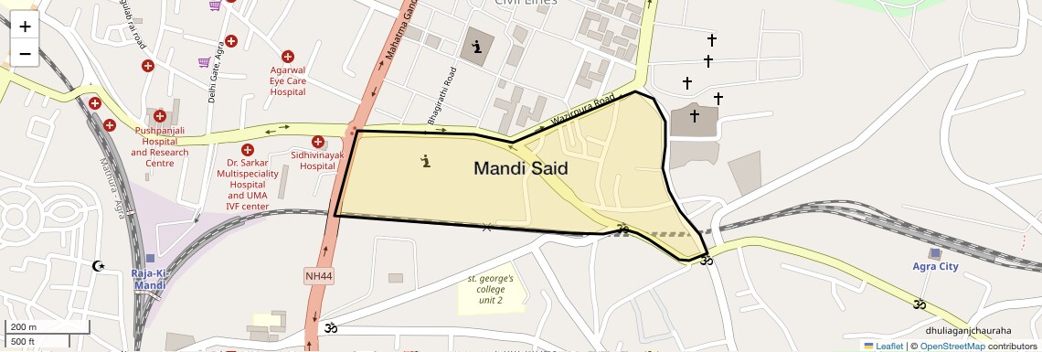 Location Map of Mandi Said, Agra