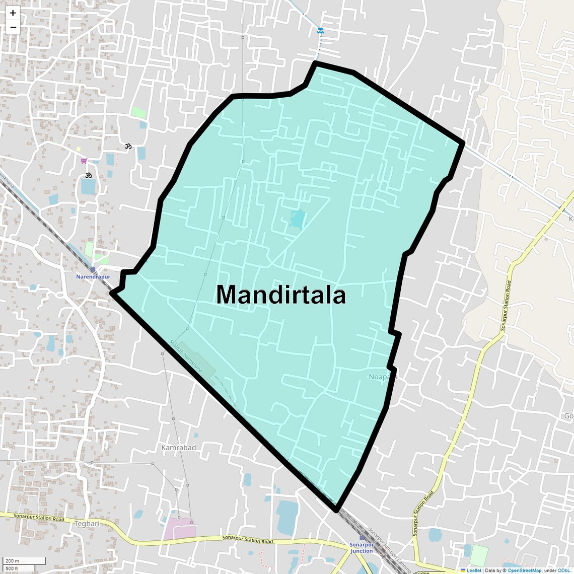 Location Map of Mandirtala, Kolkata