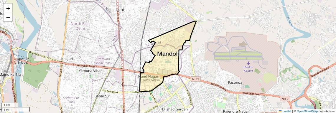 Location Map of Mandoli, Delhi