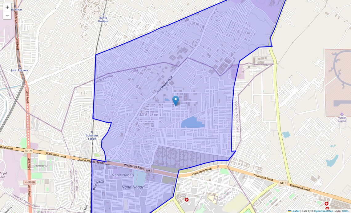 Location Map of Mandoli, Delhi