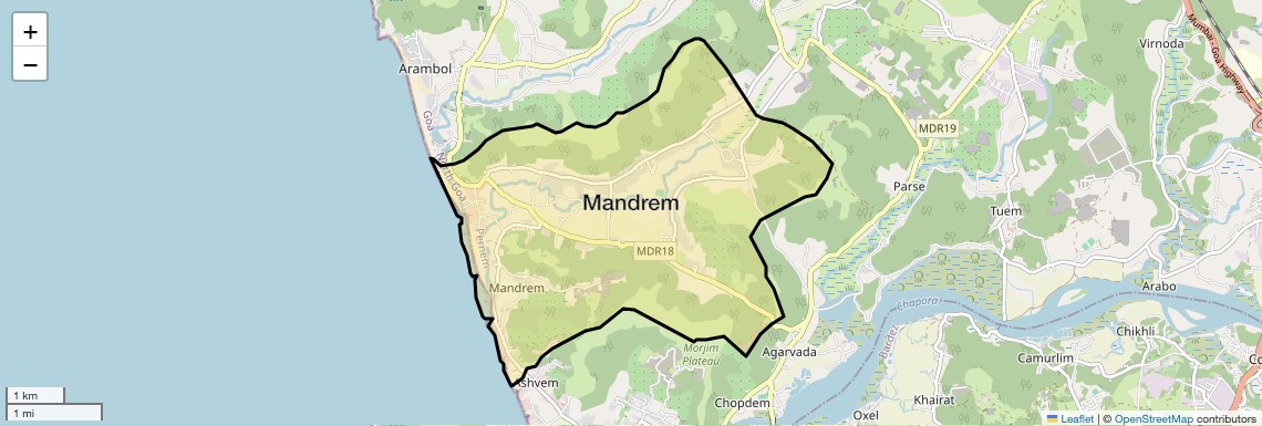 Location Map of Mandrem, Goa