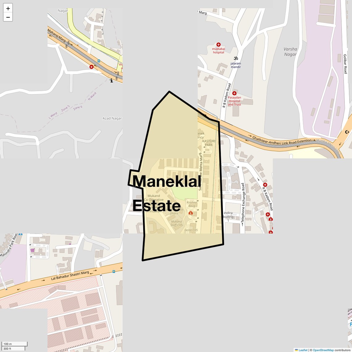 Location Map of Maneklal Estate, Mumbai