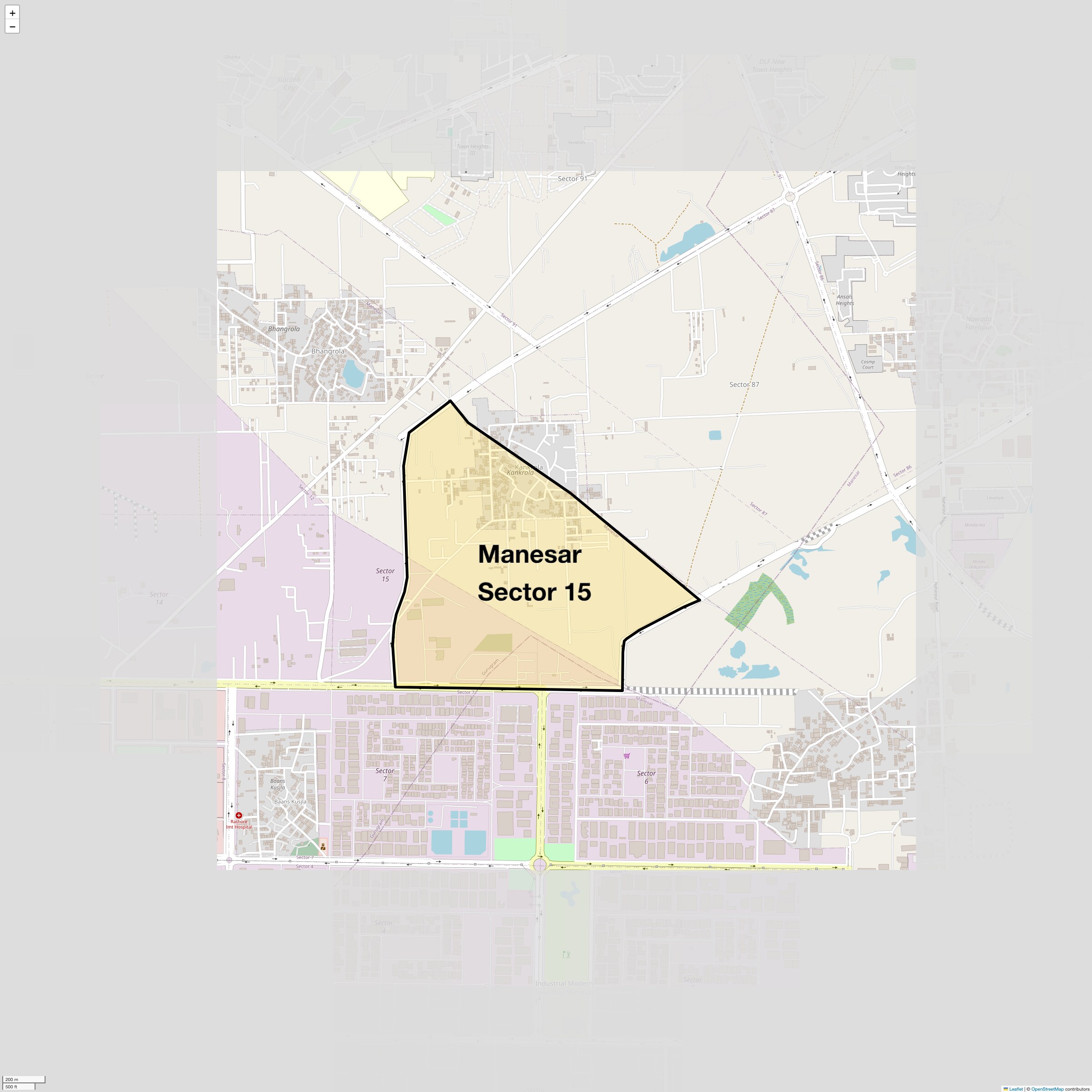 Location Map of Manesar Sector 15, Gurgaon
