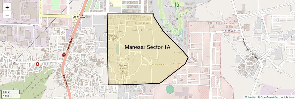 Location Map of Manesar Sector 1A, Gurgaon