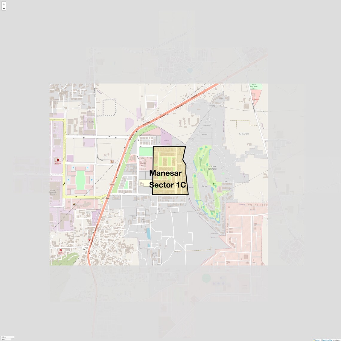 Location Map of Manesar Sector 1C, Gurgaon