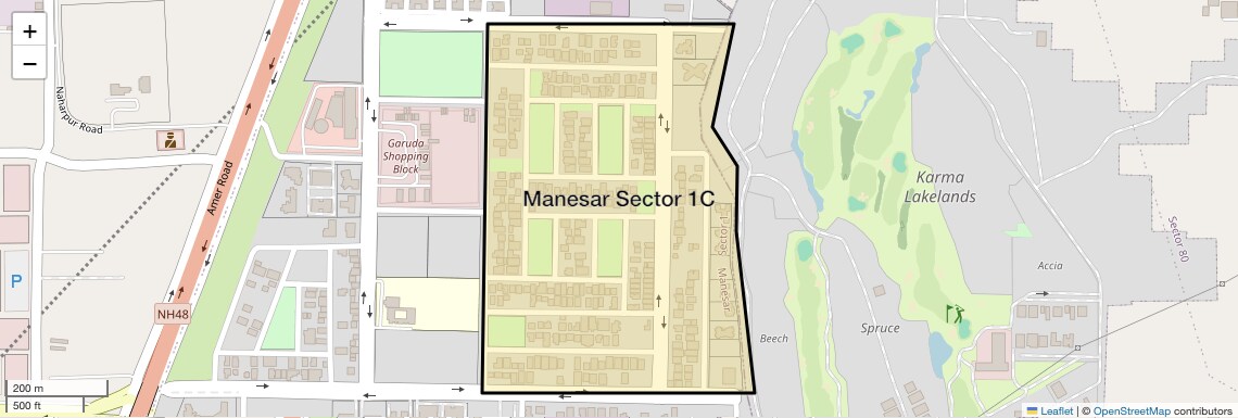 Location Map of Manesar Sector 1C, Gurgaon