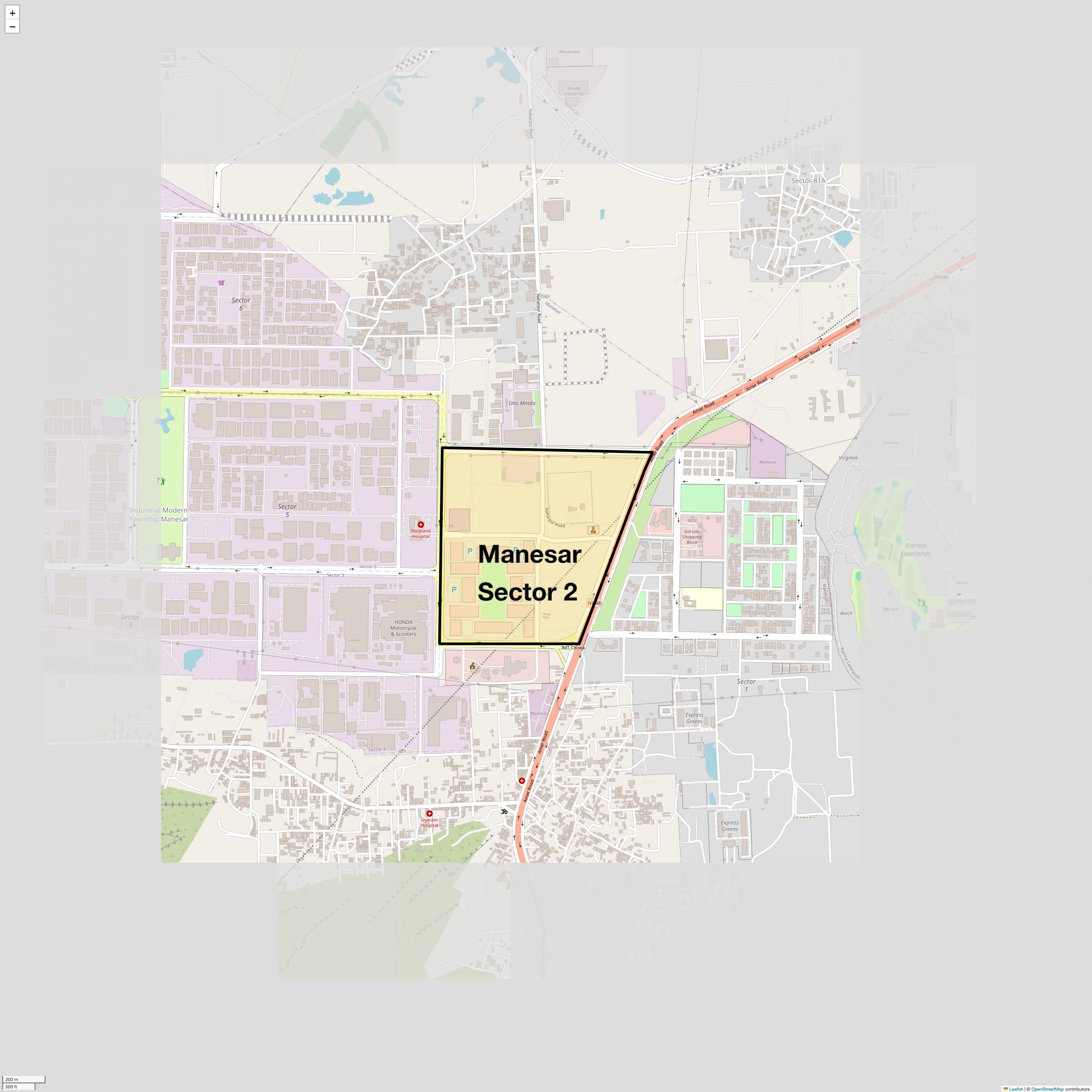 Location Map of Manesar Sector 2, Gurgaon