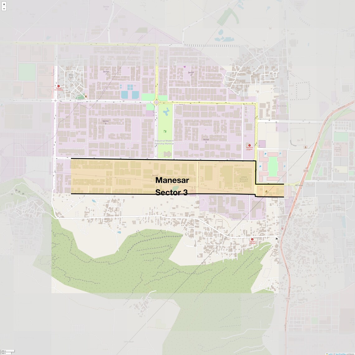 Location Map of Manesar Sector 3, Gurgaon