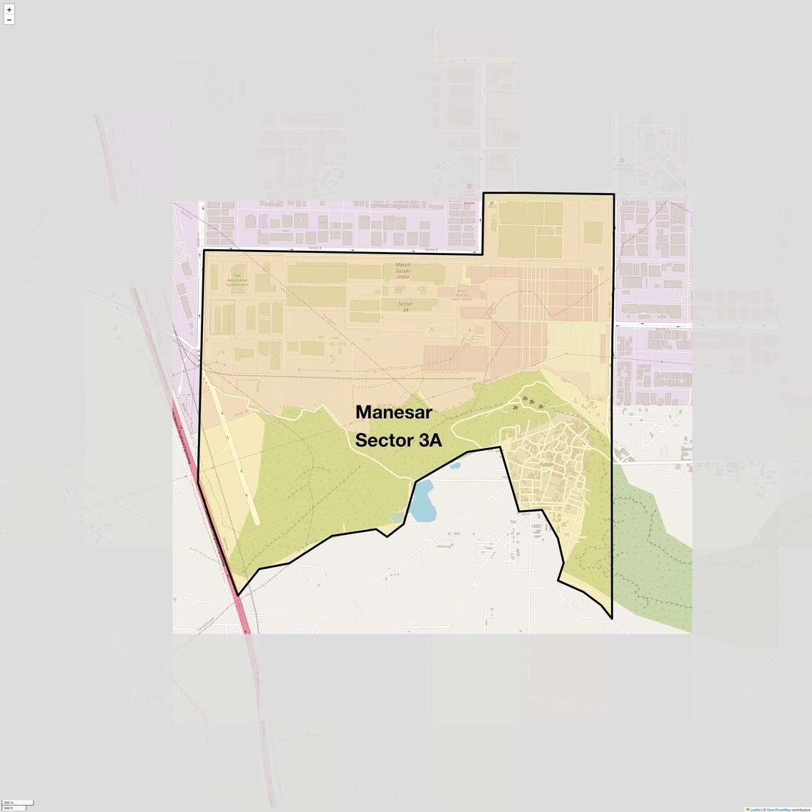 Location Map of Manesar Sector 3a, Gurgaon